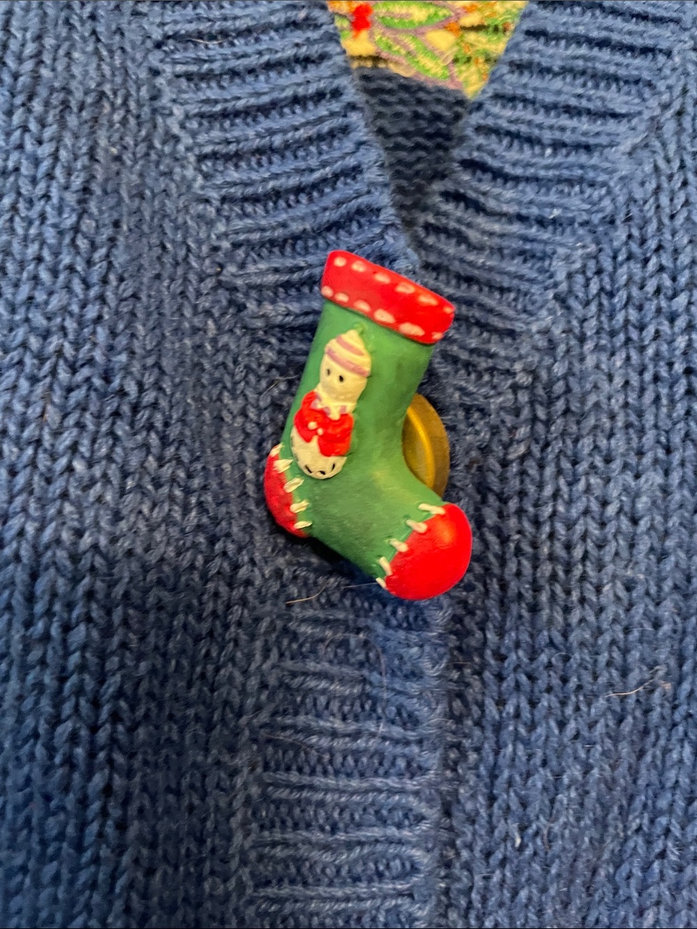 Vintage Blue Women's Holiday Snowman Cardigan Sweater - Picture 2 of 8